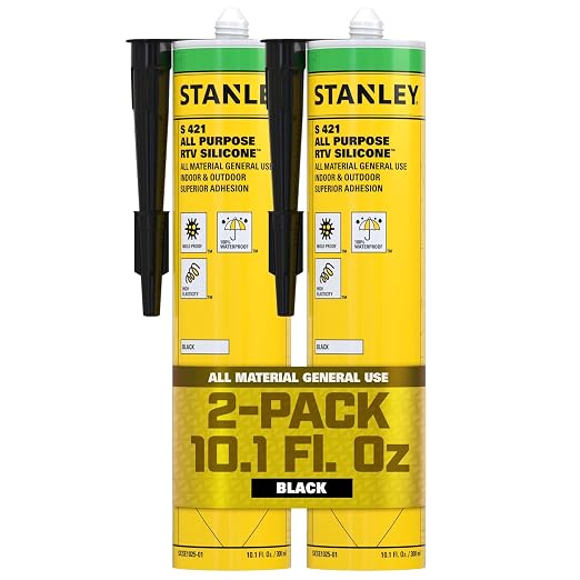 Stanley S421 All-Purpose RTV Silicone Sealant – 100% Waterproof Black Caulk | by STANLEY