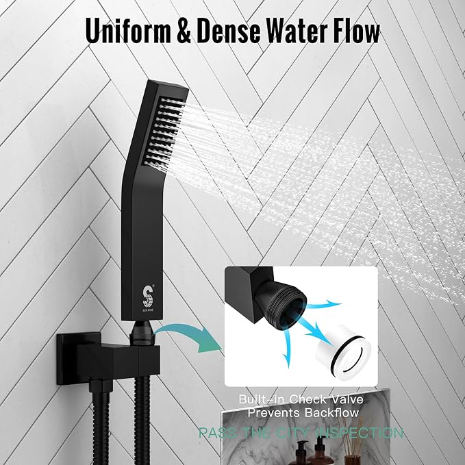 SR SUN RISE 10 Inch Ceiling Mounted Shower System Rain Mixer Shower Combo Set - Image 6