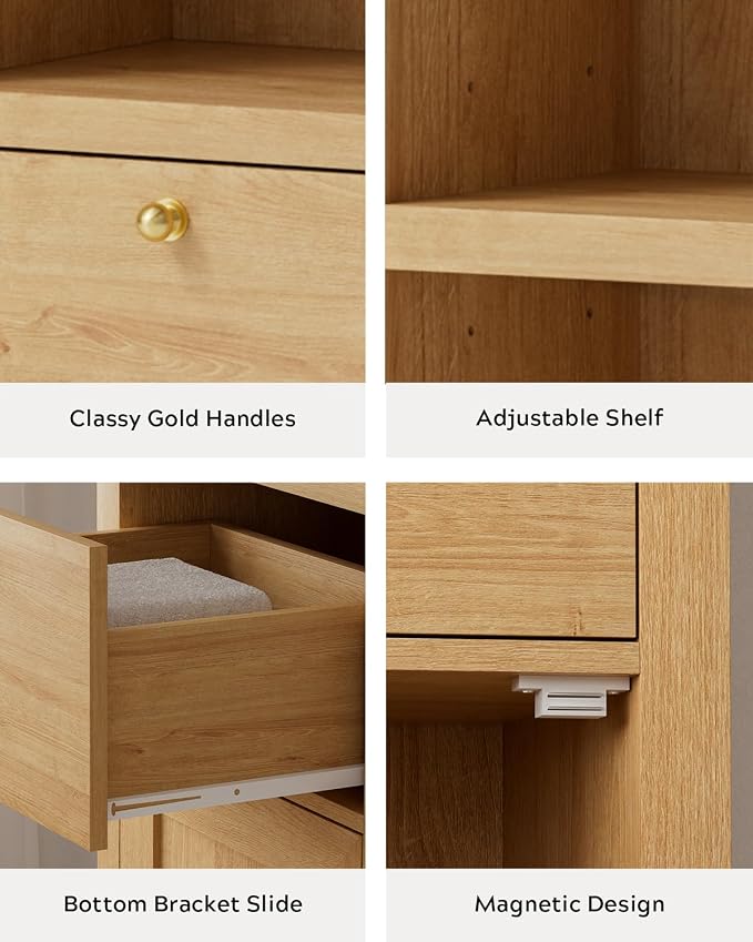67" Tall Arched Bathroom Narrow Storage Cabinets Set of 2 - Image 6
