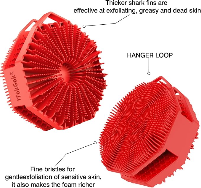 iTokGoK® Premium Silver-Infused 2-in-1 Silicone Body Scrubber, Double-Sided - Image 6
