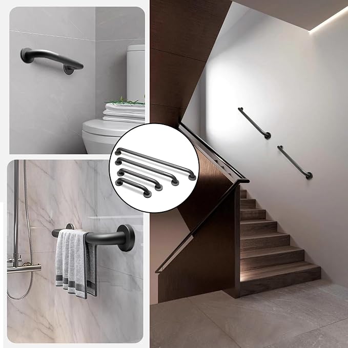 Shower Grab Bar, 2 Pack 24 Inch Gray Bathroom Grab Bar, 1.25" Diameter 304 - Image 7
