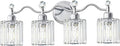 Chrome Bathroom Vanity Light, Modern Crystal Bathroom Ligth Fixture, 4 Light by iYoee