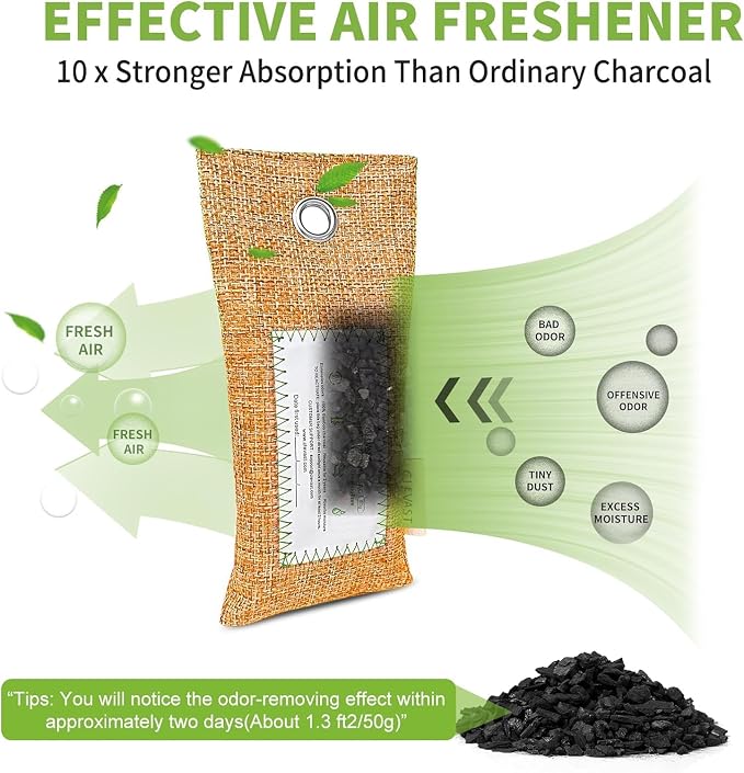 CLEVAST 6 Pack Bamboo Charcoal Air Purifying Bags, Activated Natural Home Odor - Image 3