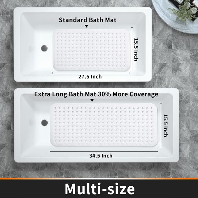 Yimobra Bathtub Mat Non Slip, Super Strong Suction Cups, 27.5"x15.5" Long - Image 6