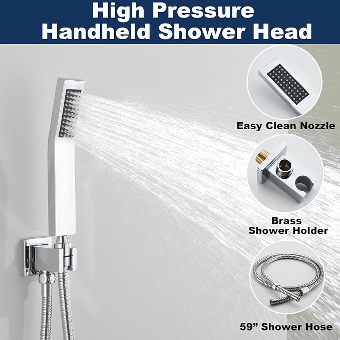 Shower System with Tub Spout, All Metal Bathtub Shower Faucet Set with High - Image 5