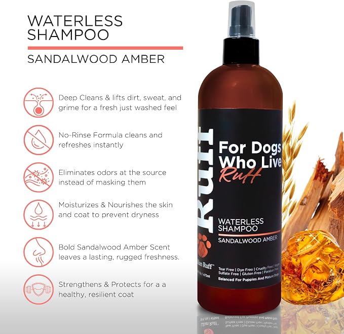 Ruff by Lillian Ruff No-Rinse Waterless Dog Shampoo Spray | Sandalwood Amber | - Image 2