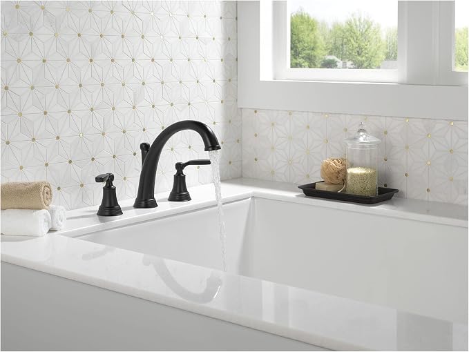 Delta Woodhurst Roman Tub Faucet, Oil Rubbed Bronze Deck Mount Bathtub Faucet - Image 5