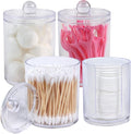 4 Pack Acrylic Qtip Holder Dispenser, Bathroom Canisters Apothecary Jar Set by Aynoo