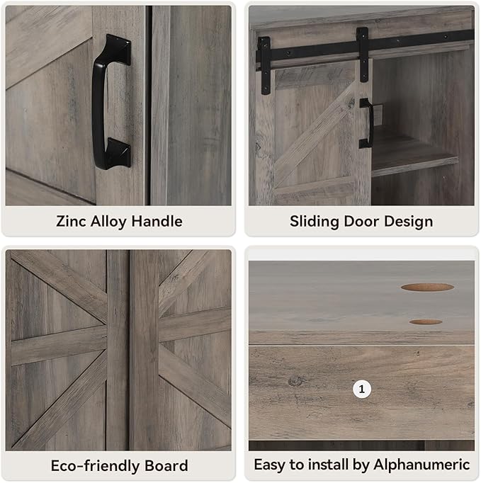 30 Inch Barn Door Bathroom Vanity, Farmhouse Style Standing Pedestal Cabinet - Image 3