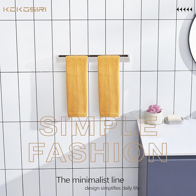 KOKOSIRI Towel Bar Brushed Nickel Bath Towel Hanger Holder 16-Inch Kitchen Rack - Image 3