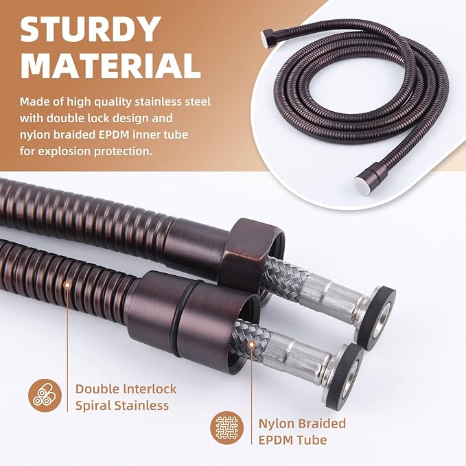 Angle Simple Handheld Shower Hose Replacement G 1/2 Thread Type, Stainless - Image 6