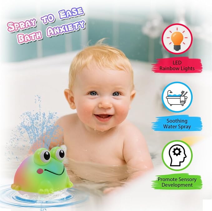 Light Up Bath Toy Sprinkler for Babies, Rechargeable Bathtub Pool Water Toys - Image 2