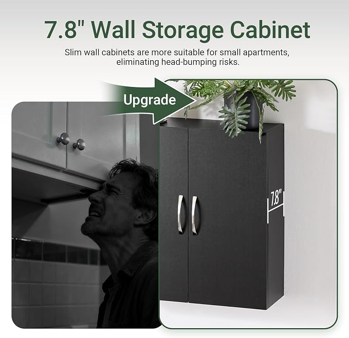 SoBuy Black Bathroom Wall Cabinet, Over The Toilet Storage Cabinet, Small Wall - Image 4