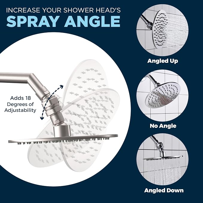 HammerHead Showers® Solid Metal Shower Head Swivel Ball Adapter, Brushed Nickel - Image 2