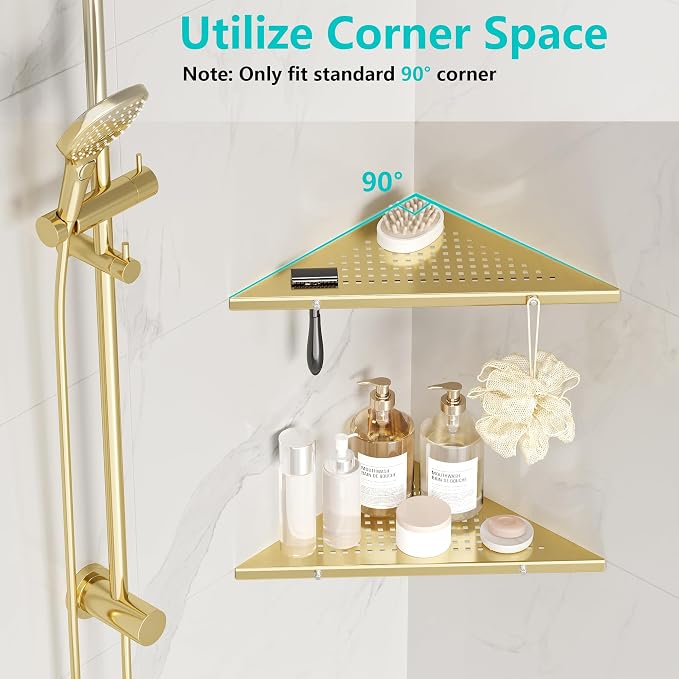 10" Bathroom Corner Shelf, 2 Pack Recessed Shower Shelf Caddy, SUS304 Stainless - Image 3