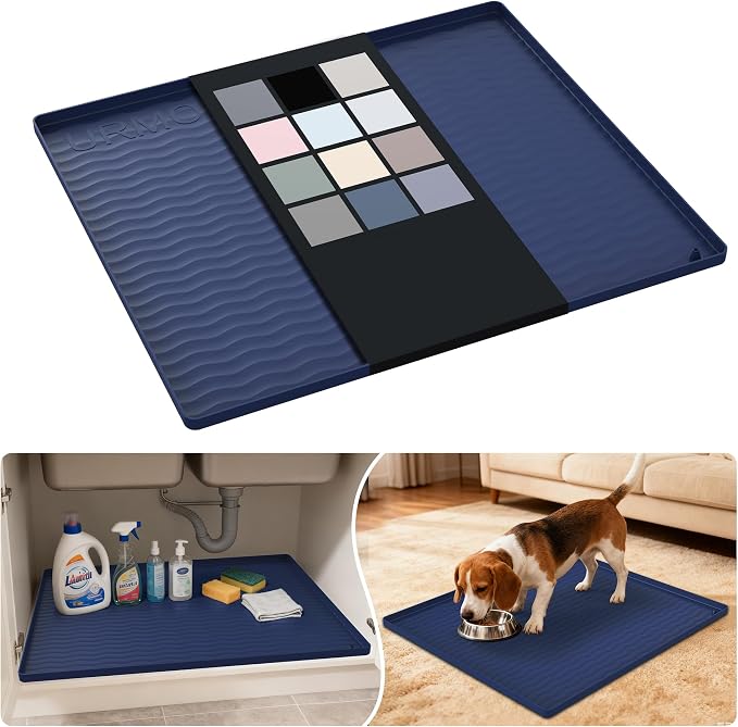 URMONA Waterproof Silicone Under Sink Mat 25'' x 22'' Shelf Liner by URMONA