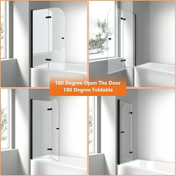CKB Pivot Tub Shower Door, 35“ W × 55” H, 1/4" SGCC Tempered Glass - Image 6