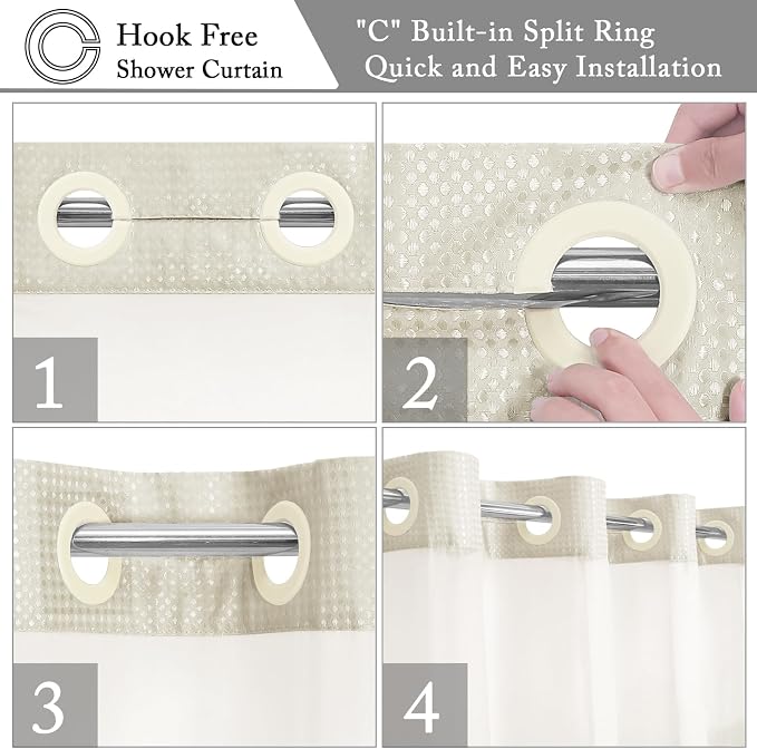 Gibelle No Hook Waffle Weave Shower Curtain - Image 4
