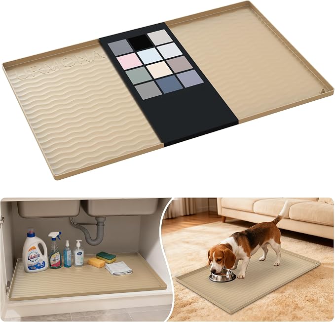 URMONA Waterproof Silicone Under Sink Mat 31'' x 19'' Shelf Liner by URMONA