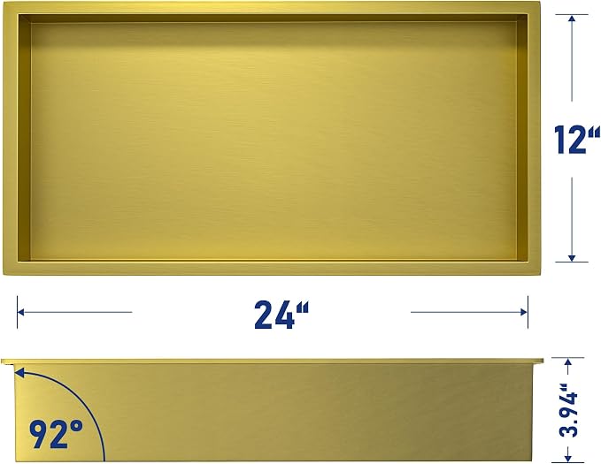 Stainless Steel Shower Niche 24" X 12" Gold No Tile Needed Horizontal Niche - Image 3
