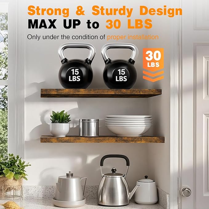 BAYKA Floating Shelves, 48 inches Long Wall Mounted Rustic Wood Shelves - Image 5