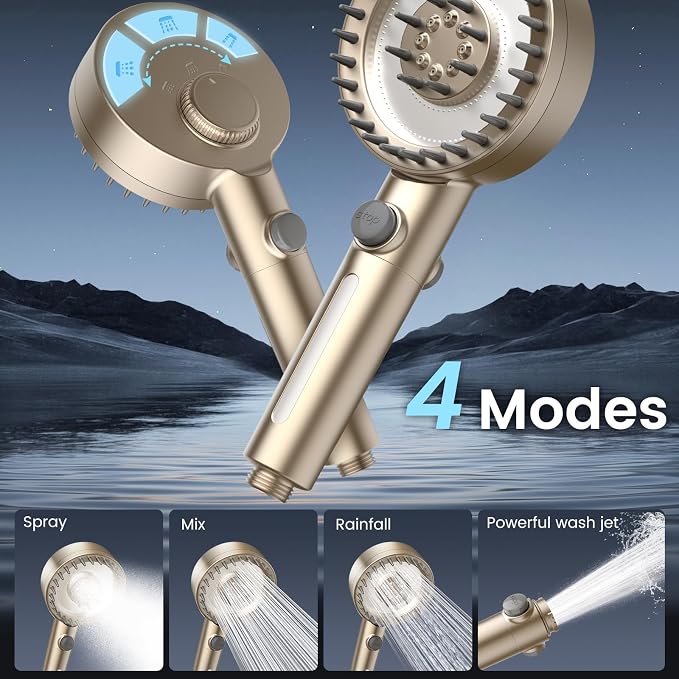 Filtered Shower Head with Handheld, High Pressure 4 Spray Mode Showerhead with - Image 5