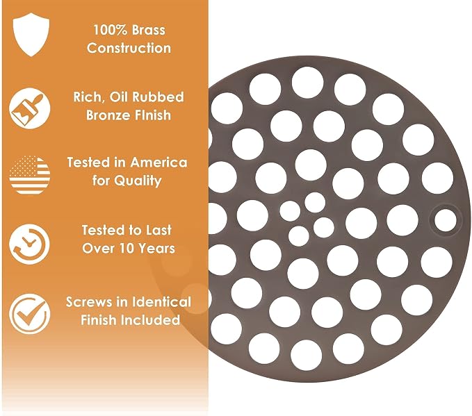 4" Screw-in Shower Drain Cover, Oil Rubbed Bronze - Image 4