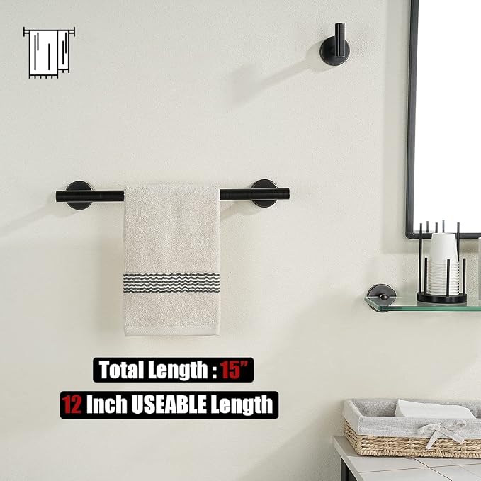JQK Oil Rubbed Bronze Towel Bar, 15 Inch 304 Stainless Steel Thicken 0.8mm - Image 3