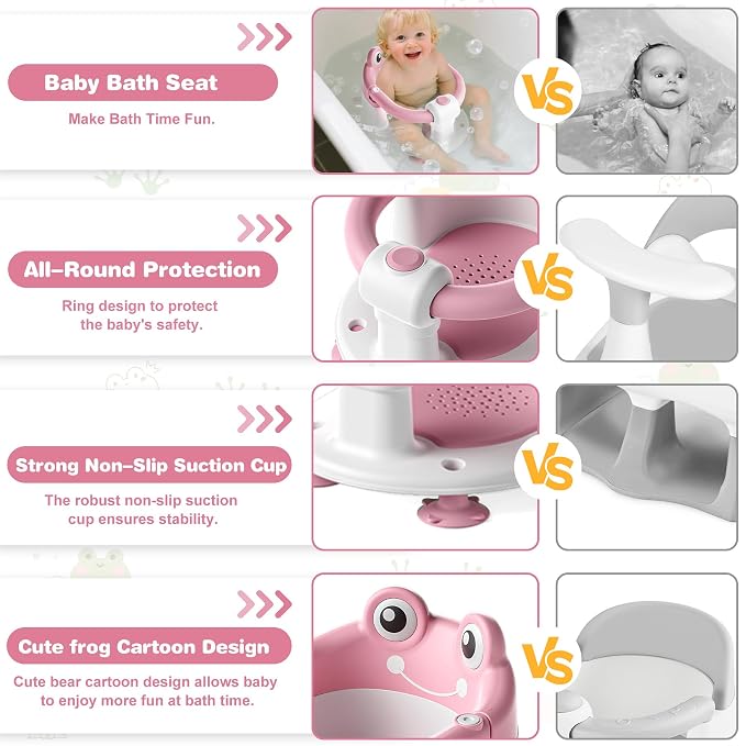 Baby Bath Seat for Babies 6 Months & up Non-Slip Toddler Bath Seats for Sitting - Image 3