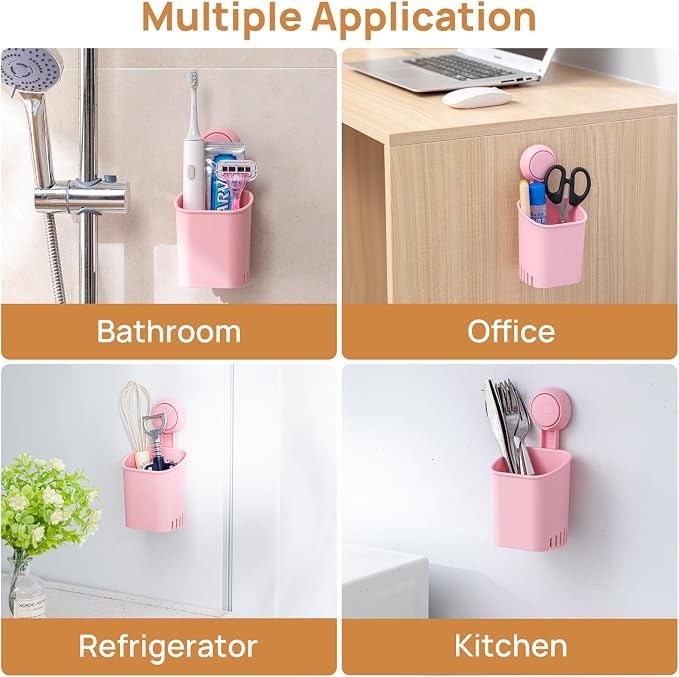 LEVERLOC Powerful Suction Cup Toothbrush Holder, Drill-Free Wall Shower Holder - Image 5