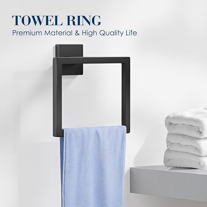 10-Pieces Towel Racks for Bathroom, Matte Black Bathroom Accessory Set - Image 3