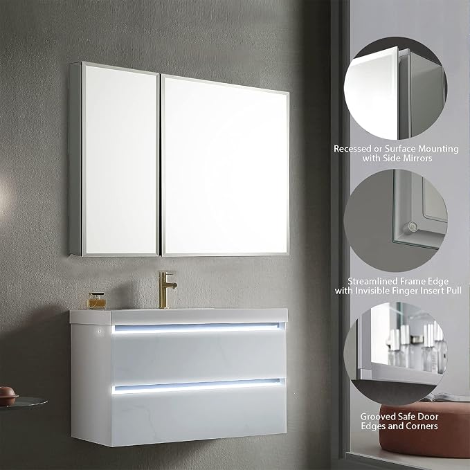 Blossom 30x26 Inch Aluminum Medicine Cabinet - Image 5