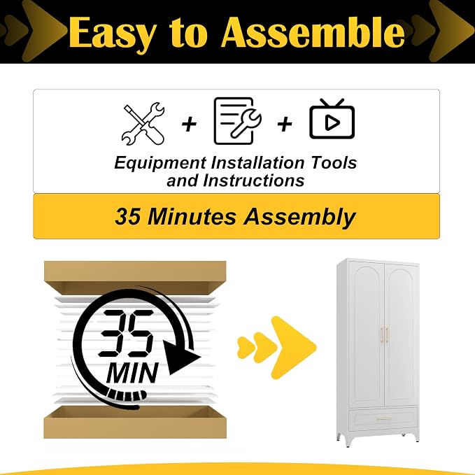 Metal Storage Cabinet with Drawers, 75Inch White Pantry Cabinets - Image 8
