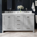 ARIEL Cambridge 61 Inch Grey Bathroom Vanity Double Sink, Solid Wood, Carrara by Ariel