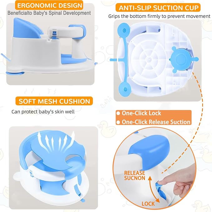 Baby Bath Seat for Babies 6 Months & up, Non-Slip Toddler Bath Seats for Babies - Image 7
