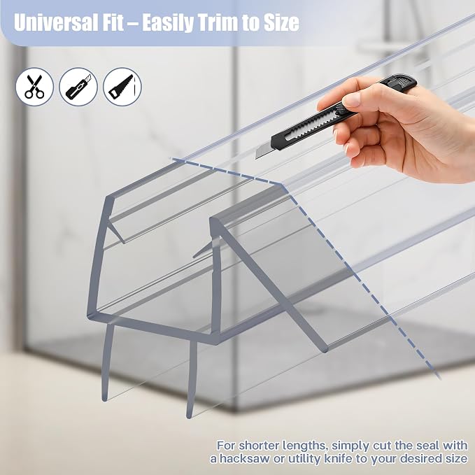 2-Pack Shower Door Bottom Seal, Ultra Clear Glass Shower Door Seal Strip - Image 5