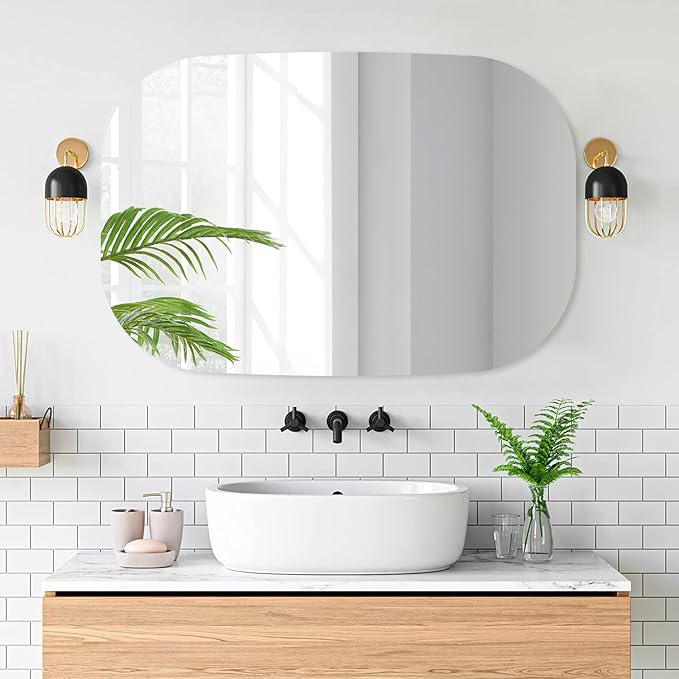 VASUHOME Frameless Bathroom Mirror, 20 x 32 Inch Wall Vanity Mirror, Large Wall by VASUHOME