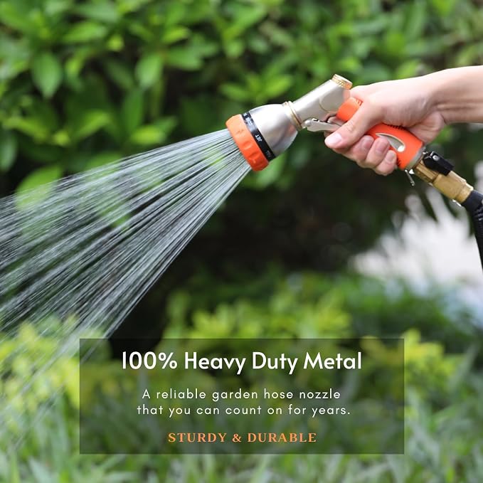 HOSUN Garden Hose Nozzle Sprayer Heavy Duty, 100% Metal Water Hose Nozzle - Image 2