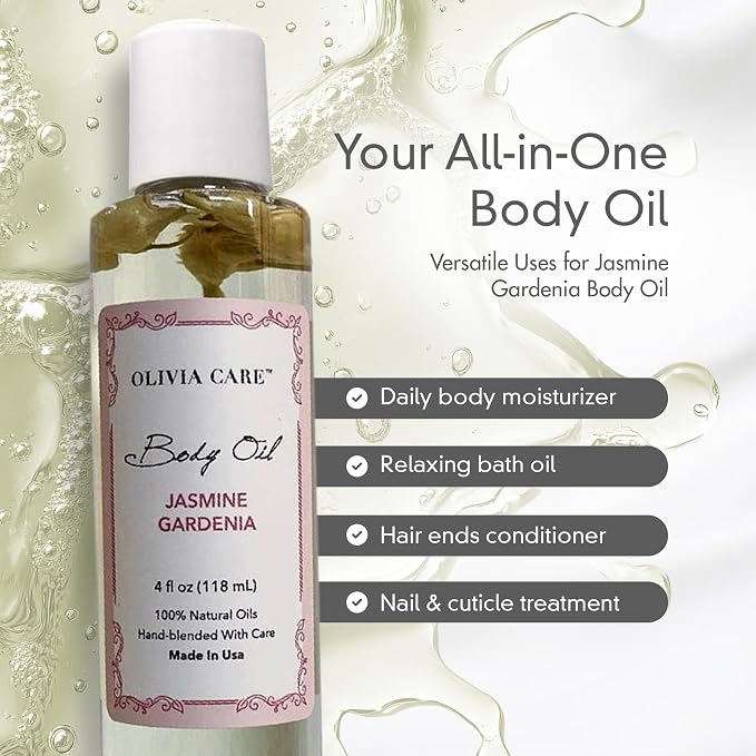 Olivia Care Jasmine Gardenia Body Oil Vegan & Natural Oil - Image 6