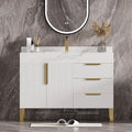 homary 35" White Freestanding Bathroom Vanity Set, Floor-Mounted Single Sink by Homary