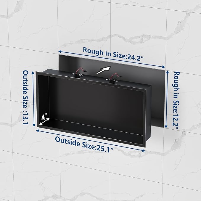 Neodrain Wall Niche with Non-dimmable LED Downlight, Matte Black Stainless - Image 2
