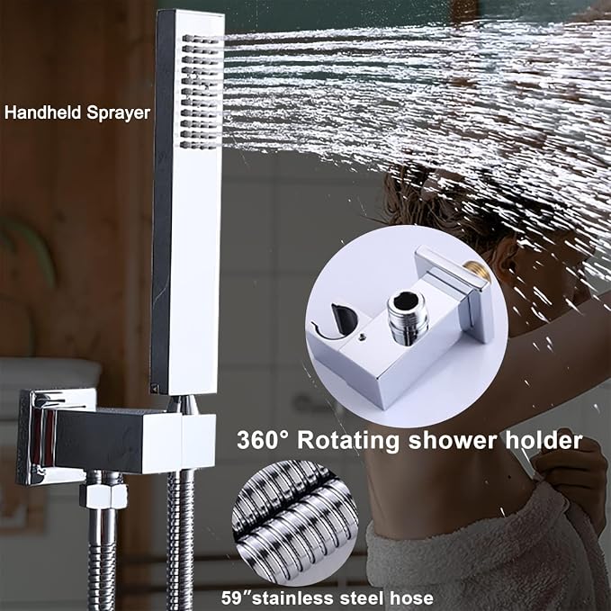 Chrome Shower System Set Temperature Display Push Button Shower Faucet - Image 4