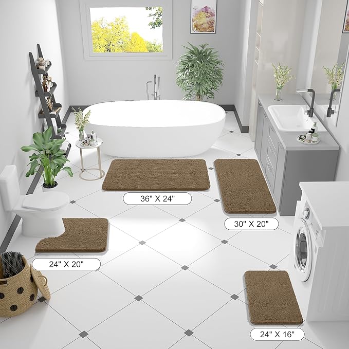 OLANLY Bathroom Rugs 36x24, Extra Soft Absorbent Chenille Bath Rugs, Rubber - Image 2