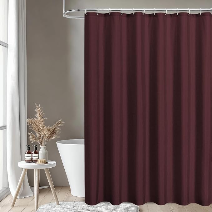2-in-1 Waterproof Fabric Shower Curtain or Liner, Linen Textured, Breathable - Image 2