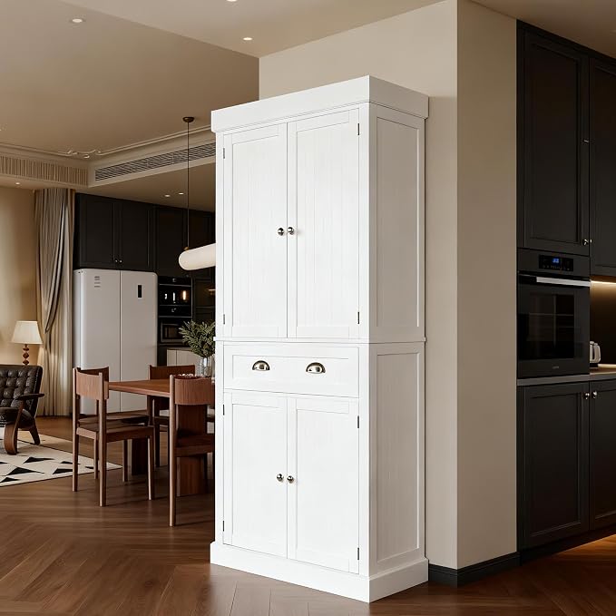 VINGLI 71-Inch White Storage Cabinets - Image 4
