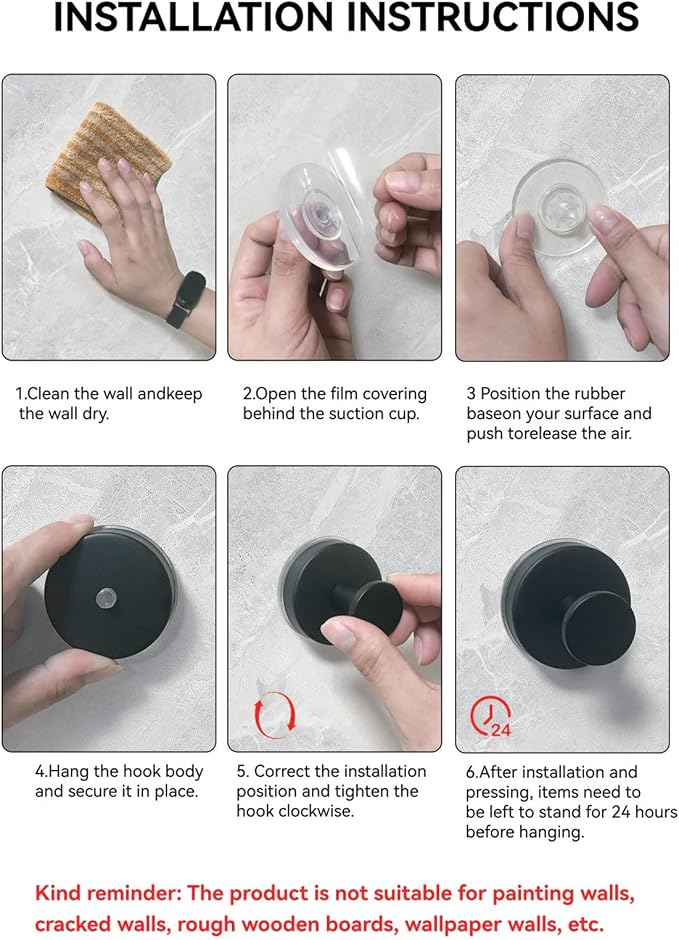 Suction Cup Hooks for Shower, Stainless Steel Shower Hooks for Hanging Towels - Image 8