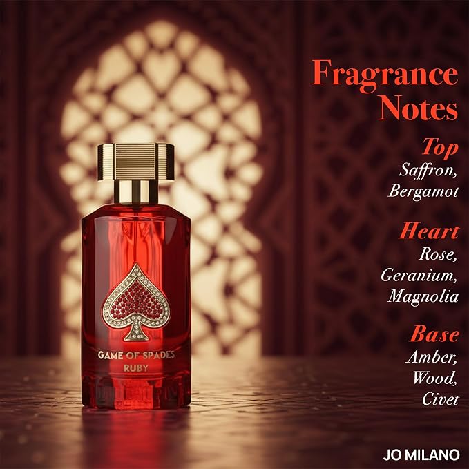 Jo Milano Game of Spades Ruby Parfum Spray | 3.4 oz | Fruity, Saffron Scent | - Image 2