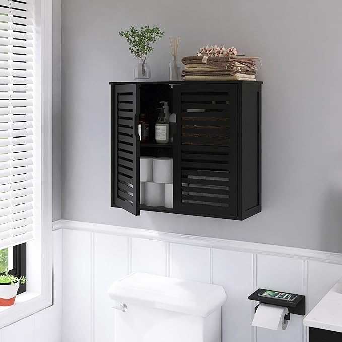 HITNET Black Bathroom Storage Cabinet, Hanging Medicine Cabinet - Image 2