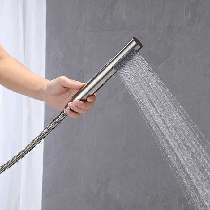 Freestanding Bathtub Faucet Tub Filler Brushed Nickel Floor Mount Brass Single - Image 6