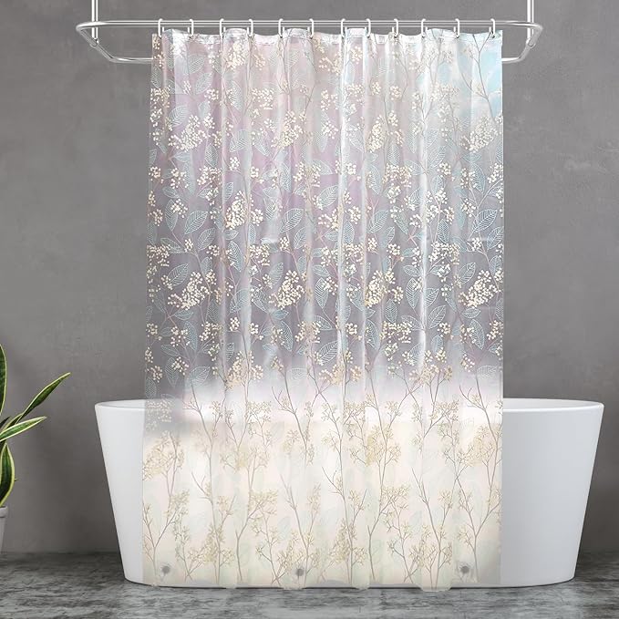 PEVA Shower Curtain, 72 x 72 Water Repellent Premium Bathroom Shower Curtain by DecorateYourLife